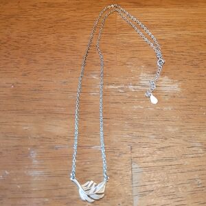 Elegant Sterling Silver Leaf Feather Necklace